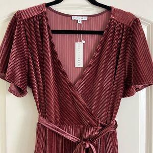 Baltic Born Andi Ribbed Velvet Wrap Dress -Dusty Rose